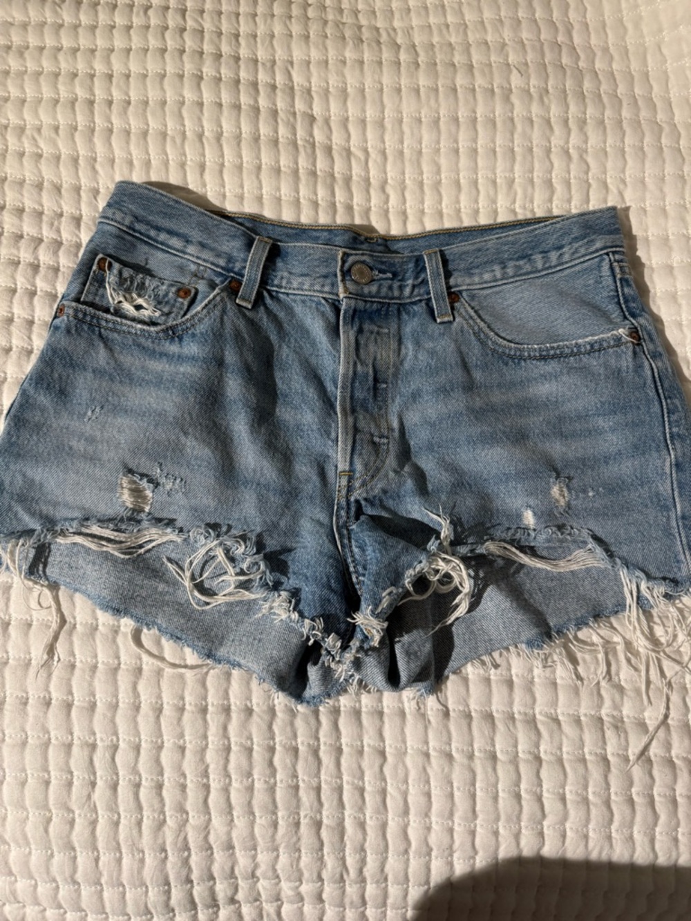Levi's Light Blue Distressed Cutoff Denim Shorts